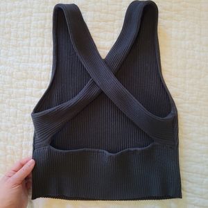 Ribbed Cross Back Crop Top